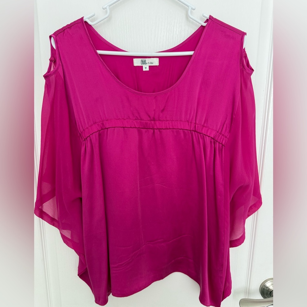 My Tribe Pink Silk Blouse Size M